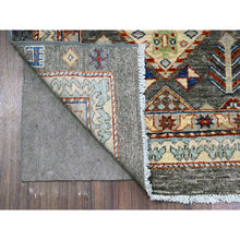 Load image into Gallery viewer, 2&#39;7&quot;x9&#39;6&quot; Zombie Gray, Vegetable Dyes, Fine Aryana With Animal And Human Figurines, Shiny Wool, Hand Knotted, Runner Oriental Rug FWR537624