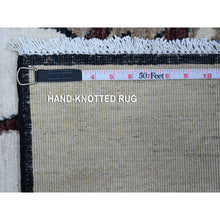 Load image into Gallery viewer, 2&#39;5&quot;x4&#39; Stone White, Organic Wool, Hand Knotted, Vegetable Dyes With Narrow Black Borders, Christmas Santa Claus Design, Mat Oriental Rug FWR537630