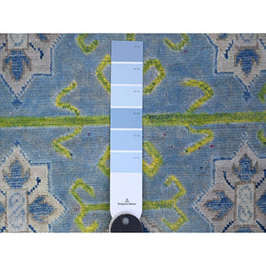 5'10"x8'10" Glaucous Gray, Fusion Kazak With Colorful And Vibrant Caucasian All Over Design, Hand Knotted, Soft And Shiny Wool, Oriental Rug FWR537660