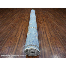 Load image into Gallery viewer, 6&#39;x8&#39;8&quot; Queen Blue, Vegetable Dyes, Hand Knotted, Berber Influence, Densely Woven, Snowflake Geometric Design Peshawar Oriental Rug FWR537678