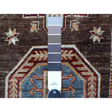 Load image into Gallery viewer, 2&#39;6&quot;x19&#39;5&quot; Brown Stone, Soft And Velvety Wool, Afghan Super Kazak With Large Tribal And Geometric Design, Hand Knotted Vegetable Dyes, Xl Runner Oriental Rug FWR537696