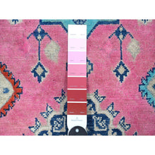 Load image into Gallery viewer, 2&#39;6&quot;x15&#39;6&quot; Azalea Pink, Colorful Caucasian Medallions Design, Pure And Soft Wool, Hand Knotted, Fusion Kazak, Runner Oriental Rug FWR537732