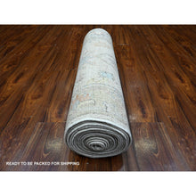 Load image into Gallery viewer, 2&#39;6&quot;x19&#39;1&quot; Chrome Gray, Wool Foundation, Natural Dyes, Hand Knotted, Soft Pile, Village Elements All Over, Afghan Angora Oushak, Xl Runner Oriental Rug FWR537774