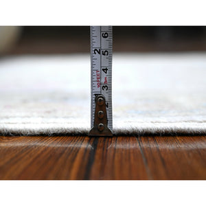 2'6"x19'1" Chrome Gray, Wool Foundation, Natural Dyes, Hand Knotted, Soft Pile, Village Elements All Over, Afghan Angora Oushak, XL Runner Oriental Rug FWR537774