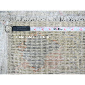 2'6"x19'1" Chrome Gray, Wool Foundation, Natural Dyes, Hand Knotted, Soft Pile, Village Elements All Over, Afghan Angora Oushak, XL Runner Oriental Rug FWR537774