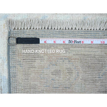 Load image into Gallery viewer, 2&#39;7&quot;x15&#39;3&quot; Queen Blue, Rural Motifs All Over Design, Wool Weft, Hand Knotted, Vegetable Dyes, Afghan Angora Oushak, Xl Runner Oriental Rug FWR537780