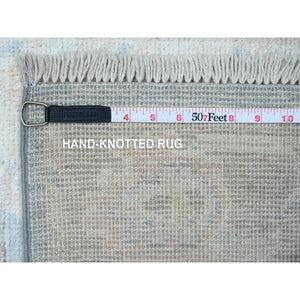 2'7"x15'3" Queen Blue, Rural Motifs All Over Design, Wool Weft, Hand Knotted, Vegetable Dyes, Afghan Angora Oushak, Xl Runner Oriental Rug FWR537780