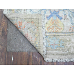 2'7"x15'9" White Smoke Gray, Natural Dyes With Colorful All Over Tribal Medallions Design, Wool Foundation, Afghan Angora Oushak, Hand Knotted, Xl Runner Oriental Rug FWR537786