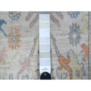 2'7"x15'9" White Smoke Gray, Natural Dyes With Colorful All Over Tribal Medallions Design, Wool Foundation, Afghan Angora Oushak, Hand Knotted, Xl Runner Oriental Rug FWR537786