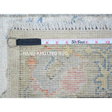 Load image into Gallery viewer, 2&#39;7&quot;x15&#39;9&quot; White Smoke Gray, Natural Dyes With Colorful All Over Tribal Medallions Design, Wool Foundation, Afghan Angora Oushak, Hand Knotted, Xl Runner Oriental Rug FWR537786