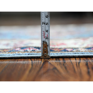 2'7"x19'6" Dodger Blue With Winter White, Afghan Super Kazak With Soft And Shiny Wool, Colorful And Vibrant Geometric Design, Hand Knotted Xl Runner Oriental Rug FWR537828