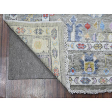 Load image into Gallery viewer, 4&#39;5&quot;x10&#39; Swamp Green, Extra Soft Wool Weft, Afghan, Hand Knotted Angora Oushak, Vegetable Dyes, Colorful Tribal Flower And Leaf Medallions All Over Design, Wide Runner Oriental Rug FWR537882