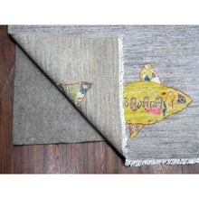 Load image into Gallery viewer, 8&#39;10&quot;x11&#39;9&quot; Window Gray, 100% Wool, Borderless Oceanic Colorful Fish Design, Natural Dyes, Denser Weave Afghan Peshawar, Hand Knotted Oriental Rug FWR537948