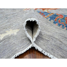 Load image into Gallery viewer, 8&#39;10&quot;x11&#39;9&quot; Window Gray, 100% Wool, Borderless Oceanic Colorful Fish Design, Natural Dyes, Denser Weave Afghan Peshawar, Hand Knotted Oriental Rug FWR537948