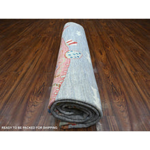 Load image into Gallery viewer, 8&#39;10&quot;x11&#39;9&quot; Window Gray, 100% Wool, Borderless Oceanic Colorful Fish Design, Natural Dyes, Denser Weave Afghan Peshawar, Hand Knotted Oriental Rug FWR537948