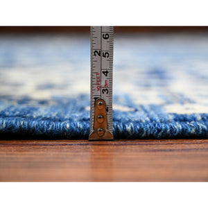 9'2"x11'6" Blue Yonder, Vegetable Dyes, Soft Wool, Fine Peshawar With All Over Mahal Design, Hand Knotted, Oriental Rug FWR537984
