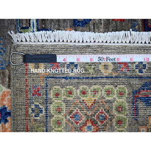 4'x16'1" Lily White, Hand Knotted Faded Out Afghan Angora Oushak With All Over Design, Soft and Vibrant Wool, Oriental Wide Runner Rug FWR530616
