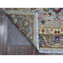 Load image into Gallery viewer, 4&#39;x11&#39;9&quot; Koala And Charcoal Gray, Natural Dyes, Pure Wool, Fine Aryana Collection, Heriz All Over Design, Hand Knotted Wide Runner Oriental Rug FWR538020