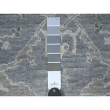 Load image into Gallery viewer, 4&#39;1&quot;x11&#39;1&quot; Lava Gray, Wool Weft, Afghan Wide Runner, Hand Knotted, Vegetable Dyes, Angora Oushak, Rural Leaf And Flower All Over Design, Oriental Rug FWR538038