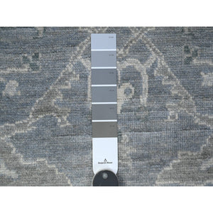4'1"x11'1" Lava Gray, Wool Weft, Afghan Wide Runner, Hand Knotted, Vegetable Dyes, Angora Oushak, Rural Leaf And Flower All Over Design, Oriental Rug FWR538038