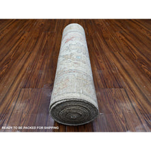 Load image into Gallery viewer, 2&#39;8&quot;x19&#39;2&quot; Platinum White, Afghan Angora Oushak, Hand Knotted, Wool Weft, Natural Dyes, Village Motifs All Over Design, Oversized Runner Oriental Rug FWR538062