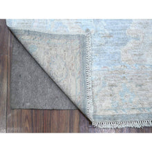 Load image into Gallery viewer, 2&#39;10&quot;x16&#39; Ruddy Blue, Extra Soft Wool Weft, Vegetable Dyes, Afghan Angora Oushak, Hand Knotted With Rural Floral All Over Design, Xl Runner Oriental Rug FWR538068