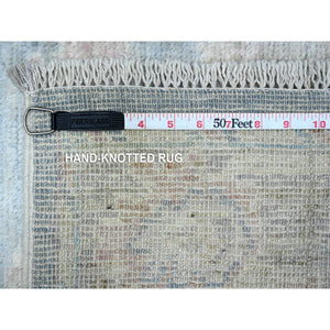 2'10"x16' Ruddy Blue, Extra Soft Wool Weft, Vegetable Dyes, Afghan Angora Oushak, Hand Knotted With Rural Floral All Over Design, Xl Runner Oriental Rug FWR538068