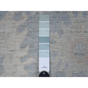 2'9"x15'4" Riviera Blue, Hand Knotted Village Floral Medallions All Over Design, Afghan Angora Oushak, Vegetable Dyes, Wool Weft, Xl Runner Oriental Rug FWR538086