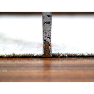 8'10"x12' Platinum Gray, Afghan Angora Oushak With Wool Weft, Hand Knotted, Natural Dyes, Rural Medallions All Over Design, Oriental Rug FWR538176
