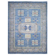 Load image into Gallery viewer, 9&#39;x12&#39; Turquoise Blue, Soft and Shiny Wool, Fine Peshawar All Over Geometric Design With Central Medallion, Vegetable Dyes, Hand Knotted, Oriental Rug FWR538230