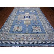 Load image into Gallery viewer, 9&#39;x12&#39; Turquoise Blue, Soft and Shiny Wool, Fine Peshawar All Over Geometric Design With Central Medallion, Vegetable Dyes, Hand Knotted, Oriental Rug FWR538230