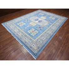 Load image into Gallery viewer, 9&#39;x12&#39; Sky Blue, Soft And Shiny Wool, Fine Peshawar All Over Geometric Design With Central Medallion, Vegetable Dyes, Hand Knotted, Oriental Rug FWR538230