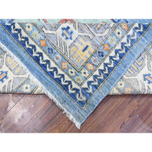 Load image into Gallery viewer, 9&#39;x12&#39; Turquoise Blue, Soft and Shiny Wool, Fine Peshawar All Over Geometric Design With Central Medallion, Vegetable Dyes, Hand Knotted, Oriental Rug FWR538230