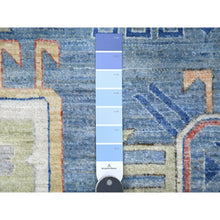 Load image into Gallery viewer, 9&#39;x12&#39; Turquoise Blue, Soft and Shiny Wool, Fine Peshawar All Over Geometric Design With Central Medallion, Vegetable Dyes, Hand Knotted, Oriental Rug FWR538230