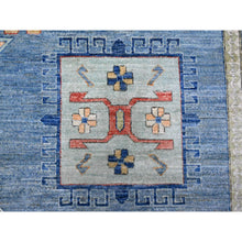 Load image into Gallery viewer, 9&#39;x12&#39; Turquoise Blue, Soft and Shiny Wool, Fine Peshawar All Over Geometric Design With Central Medallion, Vegetable Dyes, Hand Knotted, Oriental Rug FWR538230