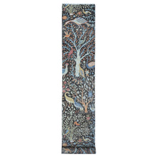 Load image into Gallery viewer, 2&#39;5&quot;x17&#39;9&quot; Charcoal Gray, Hand Knotted All Wool, Afghan Peshawar with Birds of Paradise, Vegetable Dyes, XL Runner Oriental Rug FWR538248
