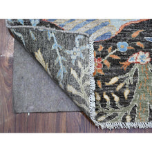 Load image into Gallery viewer, 2&#39;5&quot;x17&#39;9&quot; Charcoal Gray, Hand Knotted All Wool, Afghan Peshawar with Birds of Paradise, Vegetable Dyes, XL Runner Oriental Rug FWR538248
