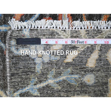 Load image into Gallery viewer, 2&#39;5&quot;x17&#39;9&quot; Charcoal Gray, Hand Knotted All Wool, Afghan Peshawar with Birds of Paradise, Vegetable Dyes, XL Runner Oriental Rug FWR538248