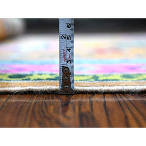 4'x5'9" Apricot Orange, Vibrant Fusion Kazak, Caucasian All Over Design, Hand Knotted, All Natural Wool, Oriental Rug FWR538266