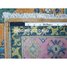 Load image into Gallery viewer, 4&#39;x5&#39;9&quot; Apricot Orange, Vibrant Fusion Kazak, Caucasian All Over Design, Hand Knotted, All Natural Wool, Oriental Rug FWR538266