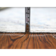 Load image into Gallery viewer, 5&#39;10&quot;x11&#39;10&quot; Broken White, Hand Knotted Afghan Angora Oushak, Soft Wool Foundation, Natural Dyes, Rural Flower And Leaf All Over Design, Wide Runner Oriental Rug FWR538284