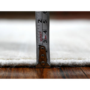 2'1"x3' Bone White, Single Color Modern Peshawar With Plain Design, Sample, Shabby Chic, Hand Knotted Natural Dyes, 100% Wool, Mat, Oriental Rug FWR538398