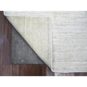 2'1"x3' Pearl White, Hand Knotted, Sample, Single Color Modern Peshawar With Plain Design, Shabby Chic, Natural Dyes, 100% Wool, Oriental Rug FWR538404