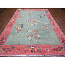 Load image into Gallery viewer, 9&#39;x11&#39;9&quot; Pistachio Green, Chinese Art Deco Revival, 100% Wool, Hand Knotted, Oriental Rug FWR538410