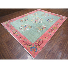 Load image into Gallery viewer, 9&#39;x11&#39;9&quot; Pistachio Green, Chinese Art Deco Revival, 100% Wool, Hand Knotted, Oriental Rug FWR538410