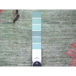 9'x11'9" Pistachio Green, Chinese Art Deco Revival, 100% Wool, Hand Knotted, Oriental Rug FWR538410