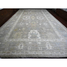 Load image into Gallery viewer, 14&#39;x23&#39;3&quot; Mocha Brown, 100% Wool, Afghan Angora Oushak With Large Leaf Design, Vegetable Dyes, Hand Knotted, Oversized, Oriental Rug FWR538440