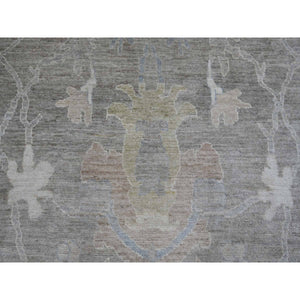 14'x23'3" Mocha Brown, 100% Wool, Afghan Angora Oushak With Large Leaf Design, Vegetable Dyes, Hand Knotted, Oversized, Oriental Rug FWR538440