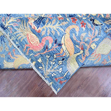 Load image into Gallery viewer, 9&#39;x12&#39; Classic Blue, Afghan Peshawar With Birds Of Paradise Design, Hand Knotted, Vegetable Dyes, Soft And Shiny Wool, Oriental Rug FWR538458