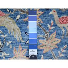 Load image into Gallery viewer, 9&#39;x12&#39; Classic Blue, Afghan Peshawar With Birds Of Paradise Design, Hand Knotted, Vegetable Dyes, Soft And Shiny Wool, Oriental Rug FWR538458